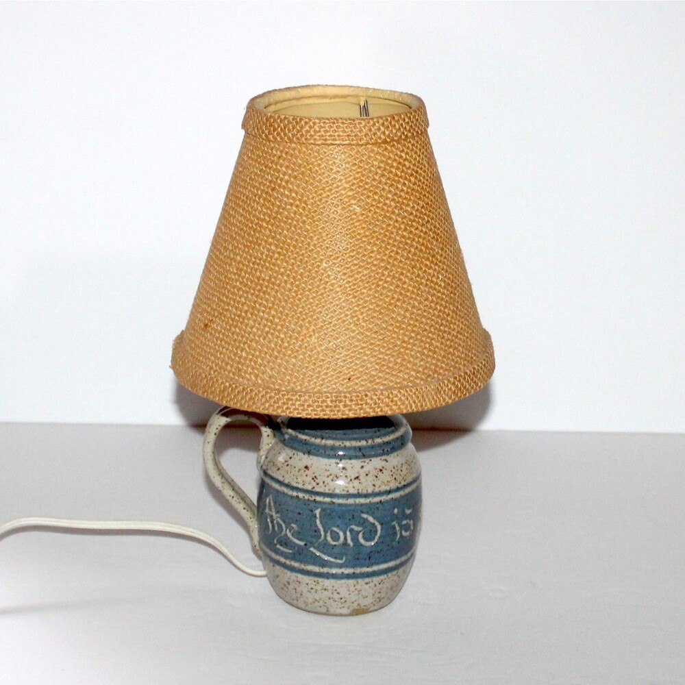 Rusterholtz The Lord Is My Light pottery lamp decor white blue country farmhouse - Picture 2 of 12